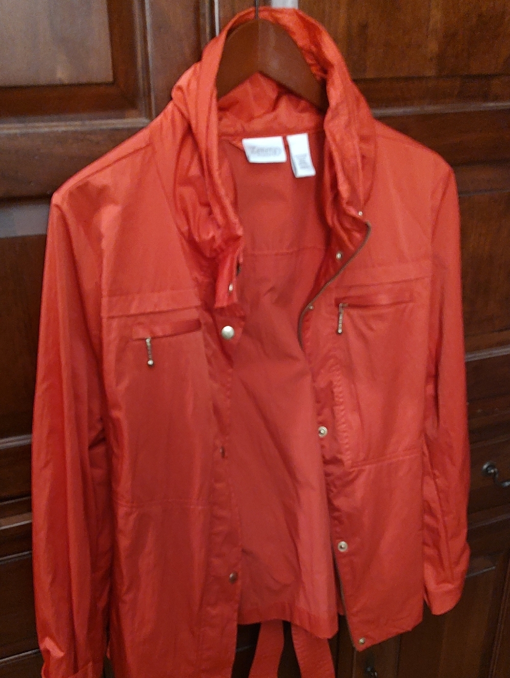 Women's Utility Jacket in Vibrant Orange with Zip Pockets